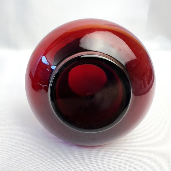 Anchor Hocking Vintage Royal Ruby Red Glass Ruffled Pair Vases Mid-Century 3 ¼” - Picture 4 of 9